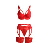 SUBBLIME - 955267 ENSEMBLE SOUTIEN-GORGE BONDAGE ROUGE AVEC JARRETELLE L/XL