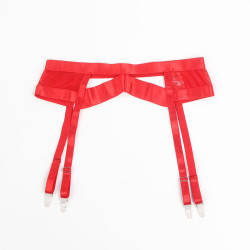 SUBBLIME - 955267 CZERWONY BIUSTONOSZ BONDAGE Z KOMPLETEM POŃCZĄCZEK L/XL