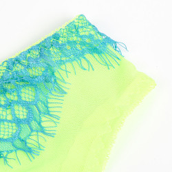 SUBBLIME - 955311 ENSEMBLE SOUTIEN-GORGE AVEC LIGNES DENTELLE ET JARRETELLE VERT ET BLEU S/M