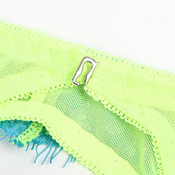 SUBBLIME - 955311 ENSEMBLE SOUTIEN-GORGE AVEC LIGNES DENTELLE ET JARRETELLE VERT ET BLEU S/M