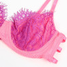 SUBBLIME - 955366 COMPLETO REGGISENO CON PIZZO E LINEE DI GIARRETTIERA ROSA E VIOLA L/XL