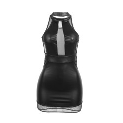 SUBBLIME - 955489 SUKIENKA Z WIĄZANIEM HALTER I PRZEZROCZYSTOŚCIAMI CZARNA L/XL