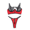 SUBBLIME - 955533 ENSEMBLE SOUTIEN-GORGE À FERMETURE ÉCLAIR EN CUIR VERNI ROUGE S/M