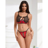 SUBBLIME - 955533 ENSEMBLE SOUTIEN-GORGE À FERMETURE ÉCLAIR EN CUIR VERNI ROUGE S/M