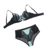 SUBBLIME - 955557 ENSEMBLE SOUTIEN-GORGE EN CUIR VERNI VERT AVEC FERMETURE ÉCLAIR S/M