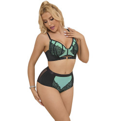 SUBBLIME - 955564 ZIELONY LAKIEROWANY BIUSTONOSZ Z SIATKI NA ZAMEK L/XL