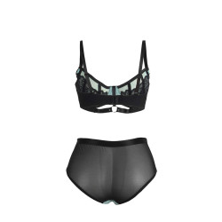SUBBLIME - 955564 ENSEMBLE SOUTIEN-GORGE À FERMETURE ÉCLAIR EN CUIR VERNI VERT L/XL