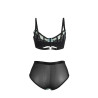 SUBBLIME - 955564 ENSEMBLE SOUTIEN-GORGE À FERMETURE ÉCLAIR EN CUIR VERNI VERT L/XL