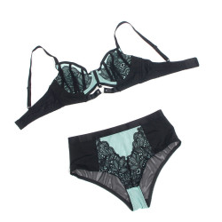 SUBBLIME - 955564 ZIELONY LAKIEROWANY BIUSTONOSZ Z SIATKI NA ZAMEK L/XL