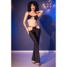 CHILIROSE - CR 4851 CONJUNTO DE TOP E LEGGING PRETO COM ACESSÓRIOS DOURADOS M
