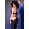 CHILIROSE - CR 4851 BLACK TOP AND LEGGINGS SET WITH GOLDEN ACCESSORIES M