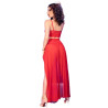 CHILIROSE - CR 4850 RED TOP AND LEGGINGS SET WITH GOLDEN ACCESSORIES XL