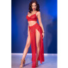 CHILIROSE - CR 4850 RED TOP AND LEGGINGS SET WITH GOLDEN ACCESSORIES XL
