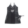 SUBBLIME - 957537 LEATHER DRESS WITH FLORAL LACE BLACK L/XL
