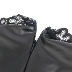 SUBBLIME - 957544 SUKIENKA SKÓRZANA Z KORONKOWYM KOŁNIERZYKIEM CZARNA S/M