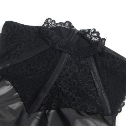 SUBBLIME - 957551 VESTIDO DE CUERO CON CUELLO DE ENCAJE NEGRO L/XL