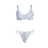 SUBBLIME - 957629 ENSEMBLE SOUTIEN-GORGE ET CULOTTE BRODÉS DE FLEURS BLEU CIEL S/M
