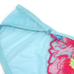 SUBBLIME - 957643 ZESTAW BIUSTONOSZ I PAS DO POŃCZOCH Z HAFTOWANYMI KWIATAMI RÓŻOWY S/M