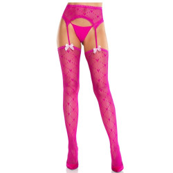 LEG AVENUE - POŃCZOCHY SERCE Z PODWIĄZKAMI MAGENTA