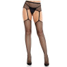 LEG AVENUE - BAS EN DENTELLE AVEC CROIX ET PORTE-JARRETELLES NOIR