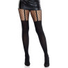 LEG AVENUE - GARTER BELT EFFECT TIGHTS WITH LACE DETAIL BLACK