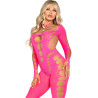 LEG AVENUE - RÓŻOWE BODYSTOCKING Z ODKRYTYMI PLECAMI, ROZMIAR JEDEN