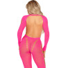 LEG AVENUE - PINK OPEN BACK BODYSTOCKING ONE SIZE