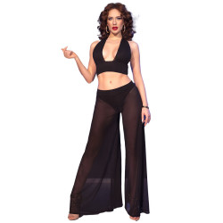CHILIROSE - CR 4857 CZARNY KOMPLET TOP I SPODNIE ROZMIAR M