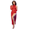 CHILIROSE - CR 4853 ROTES SPITZENKLEID MIT HANDSCHUHEN L/XL