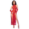 CHILIROSE - CR 4853 ROTES SPITZENKLEID MIT HANDSCHUHEN L/XL