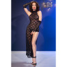CHILIROSE - CR 4853 VESTIDO NEGRO DE ENCAJE CON GUANTES S/M