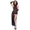 CHILIROSE - CR 4853 ABITO IN PIZZO NERO CON GUANTI L/XL
