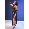 CHILIROSE - CR 4853 ABITO IN PIZZO NERO CON GUANTI L/XL
