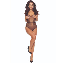 PASSION - BS115 CZARNA KRATKA BODYSTOCKING