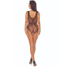 PASSION - BS115 CZARNA KRATKA BODYSTOCKING