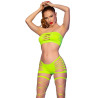 CHILIROSE - CR 4866 NEONGRÜNES TOP- UND SHORTS-SET S/M