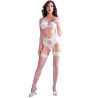 CHILIROSE - CR 4862 COMPLETO DI REGGISENO, GIARRETTIERA, PERIZOMA E CALZE IN PIZZO BIANCO S