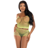 LEG AVENUE - SET T-SHIRT E PANTALONI A RETE LIME