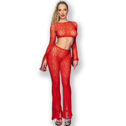 CHILIROSE - CR 4648 TOP I SPODNIE CZERWONE S/L