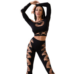 CHILIROSE - CR 4436 TOP I LEGINSY CZARNE S/L