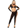 LEG AVENUE - TOP Z WYCIĘCIAMI I LEGGINSY BEZ SZWU CZARNY