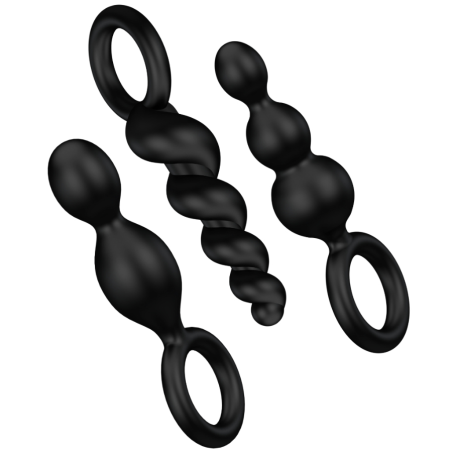 SATISFYER - ZESTAW WTYKOW ANALNYCH 3 SZT. CZARNE