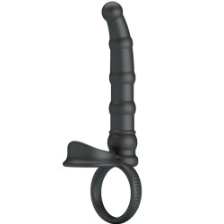 PRETTY LOVE - TATUM WIBRACYJNY PENIS RING Z ZATYCZKĄ 10 WIBRACJI CZARNY