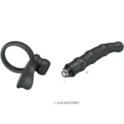 PRETTY LOVE - TATUM WIBRACYJNY PENIS RING Z ZATYCZKĄ 10 WIBRACJI CZARNY