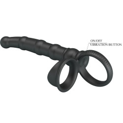PRETTY LOVE - TATUM WIBRACYJNY PENIS RING Z ZATYCZKĄ 10 WIBRACJI CZARNY