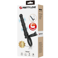 PRETTY LOVE - TATUM WIBRACYJNY PENIS RING Z ZATYCZKĄ 10 WIBRACJI CZARNY