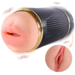 SHEQU - KAY PODWÓJNY MASTURBATOR Z PODWÓJNĄ WIBRACJĄ UST I POCHWY