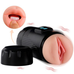 SHEQU - KAY PODWÓJNY MASTURBATOR Z PODWÓJNĄ WIBRACJĄ UST I POCHWY