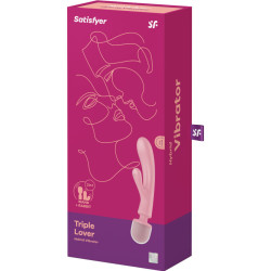 SATISFYER - WIBRATOR DO MASAZU KROLIK POTROJNY LOVER ROZOWY