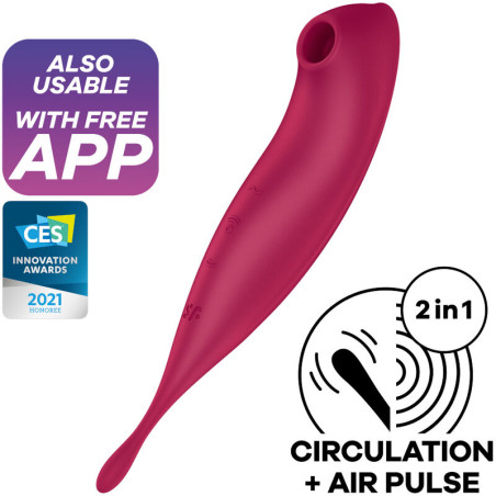 SATISFYER - TWIRLING PRO+ AIR PULSE STYMULATOR I WIBRATOR APLIKACJA CZERWONA